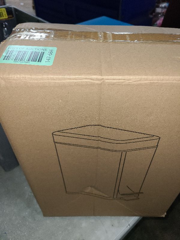 Photo 1 of 2.6 Gallon- Rectangular Small Steel Step Trash Can Wastebasket,Stainless Steel Bathroom Slim Profile Trash Can,White 10 Liter Garbage Container Bin for Bathroom,Living Room,Office and Kitchen