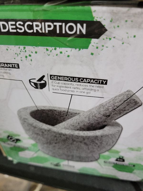 Photo 1 of ChefSofi Mortar and Pestle Set - 6 Inch - 2 Cup Capacity - Unpolished Heavy Granite for Enhanced Performance and Organic Appearance - Included: Anti-Scratch Protector