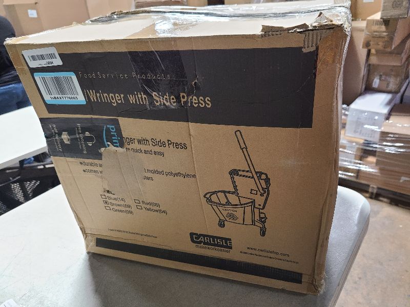 Photo 1 of Carlisle 3690869 Mop Bucket with Side Press Wringer 26 Quart Brown