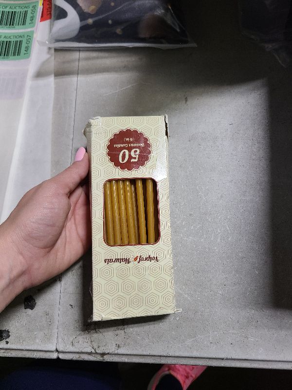 Photo 1 of 50 Natural 100% Pure Raw Beeswax Taper Candles (6") Natural Honey Scent Birthday Cake, Dripless, Smokeless, Nontoxic, Natural Cotton Wick