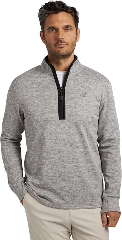 Photo 1 of Chaps Men’s Quarter Zip Sweater - UPF 50+ Lightweight Dry Fit Sweater Fleece Golf Pullover for Men (S-XXL), Size Medium, Charcoal