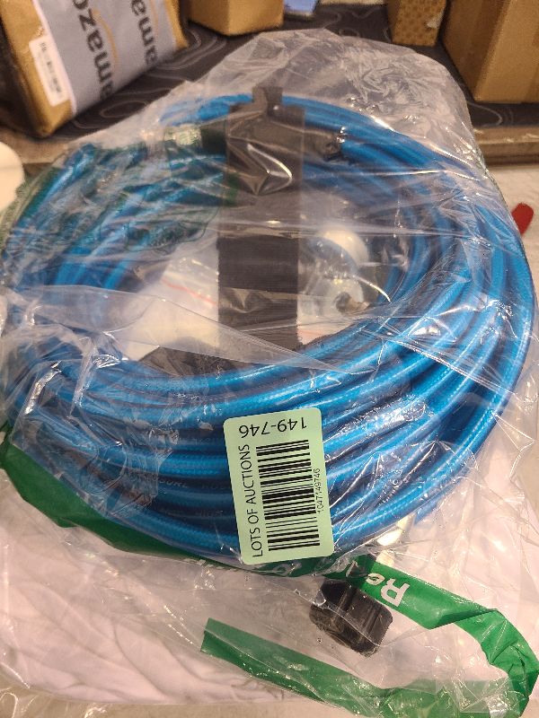 Photo 1 of 100 FT Sewer Jetter Kit for Pressure Washer, 5800PSI Water Jet Drain Cleaner Hose, 1/4 Inch NPT Corner with 4 Sewer Jetting Nozzles, Pearl Corsage Pin, Waterproof Tape, Handle Strap&2 Spanner (Blue)