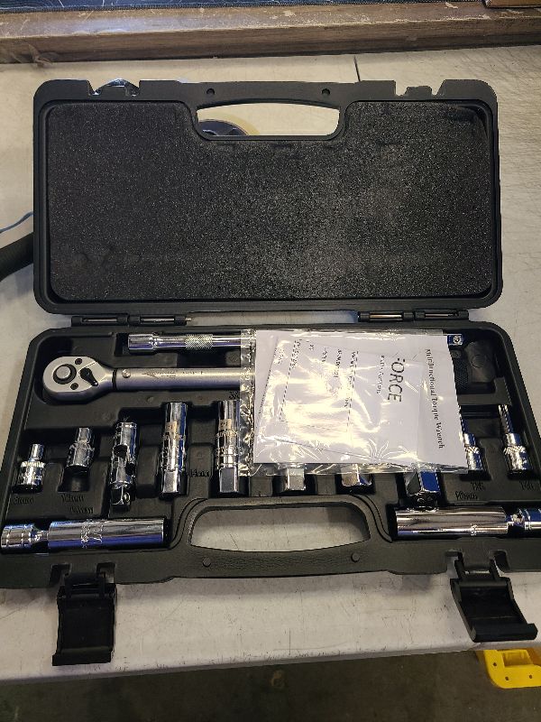 Photo 1 of AEROFORCE 14PCS 3/8-Inch Drive Swivel Magnetic Spark Plug Socket Set with 3/8'' Torque Wrench (5-45 Lb.ft/6.8-61.2 Nm), Universal Joint & Extension Bar - Durable CR-V Steel for Easy Spark Plug Removal