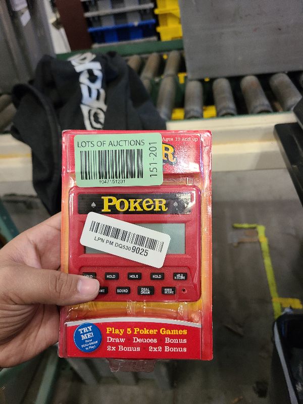 Photo 1 of 5-in-1 Hand Held Poker Game - Electronic Handheld Games for Adults Includes Draw, Deuces, Bonus, 2X and 2x2 Bonus - 3.9x3.4-Inch Pocket-Sized Travel Casino by Trademark Poker