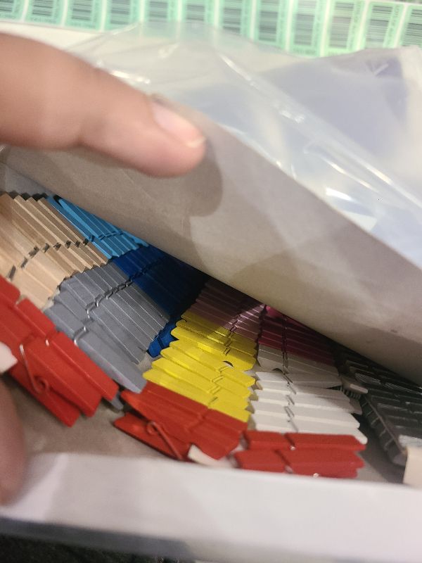 Photo 1 of (Pack of 128) Mini Wooden Colored clothespins,16 coloers Each 8pcs