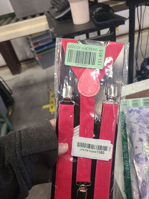 Photo 1 of BOOLAVARD Solid Color Mens Suspender Shape Adjustable Braces … (Bright Pink)