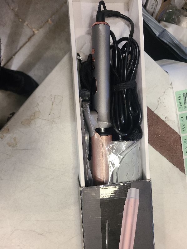 Photo 1 of 1 1/4 Inch Tourmaline Ceramic Curling Iron with LCD Display, Dual Voltage for Long Hair, Includes Glove, Comb, Clips and Pad