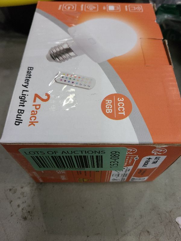 Photo 1 of Funlenry Rechargeable Light Bulbs with Remote - E26 Battery Operated Light Bulb for Non-Hardwired Wall Sconces, Pendant Lights ect (2 Pack)
