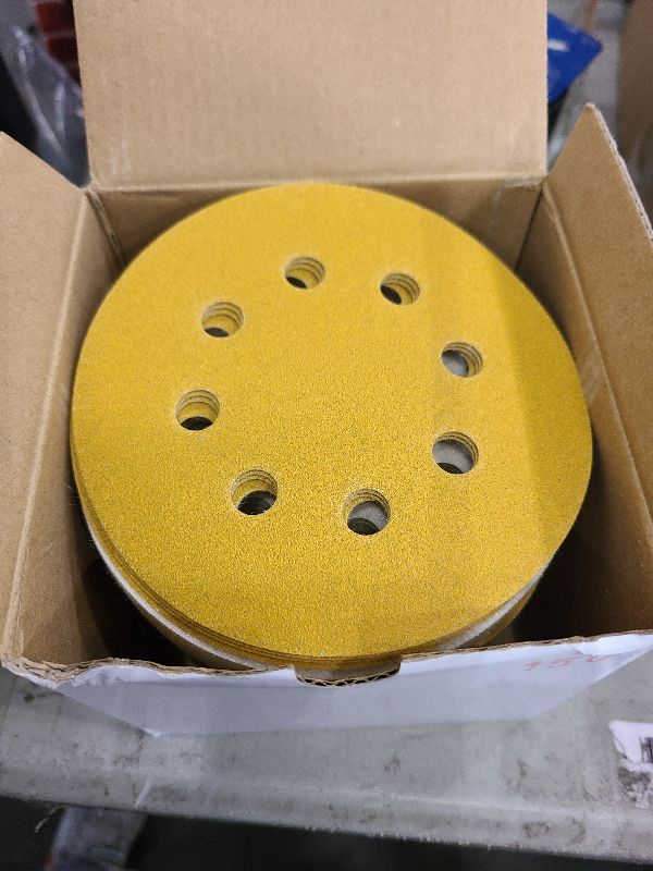 Photo 1 of Aiyard 5-Inch 8-Hole Hook and Loop Sanding Discs 150-Grit Random Orbit Sandpaper, 100-Pack