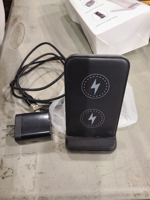Photo 1 of 15W Samsung S25 Wireless Charger Fast Charging Stand for Galaxy S25 Ultra/S25 Plus/S24 Ultra/Z Flip6/Fold6,Android Wireless Charging Station with QC Adapter for Pixel 9/9 Pro XL/Fold/8/7 Pro,iPhone 16
