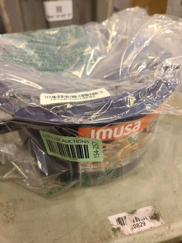 Photo 1 of IMUSA C20666-1063310W 6-Quart Blue Speckled Enamel Stock Pot with Lid