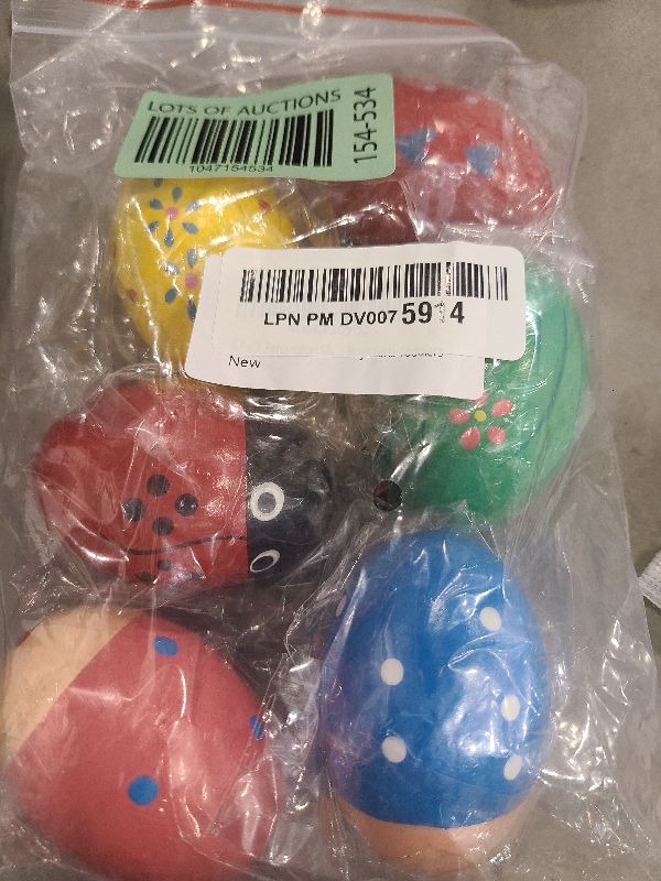 Photo 1 of 6 Pack Wooden Percussion Musical Shaker Prefilled Easter Eggs with Toys Inside Filled, Toddlers Easter Basket Stuffers Egg Fillers Montessori Toys Gifts for Kids Boys Girls Babies