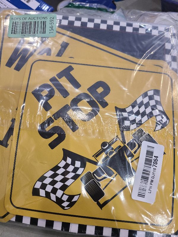 Photo 1 of 12 Pieces Race Car Party Decorations Funny Race Car Signs Cutouts Let's Go Racing Party Supplies for Fans Birthday