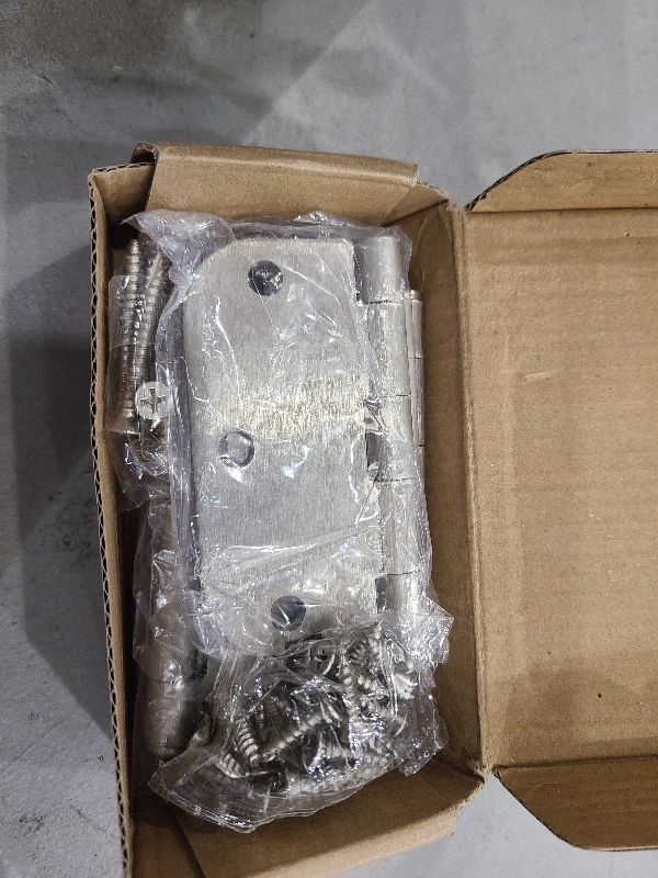 Photo 1 of 6 Pack Rounded Brushed Nickel Door Hinges 3.5 x 3-1/2" Inch, 5/8" Radius Interior Hardware 3 ½"Cottage Flat Bungalow Mobile Home Skyscraper Indoor Hinge for Doors Use Renovate Bedroom Kitchen
