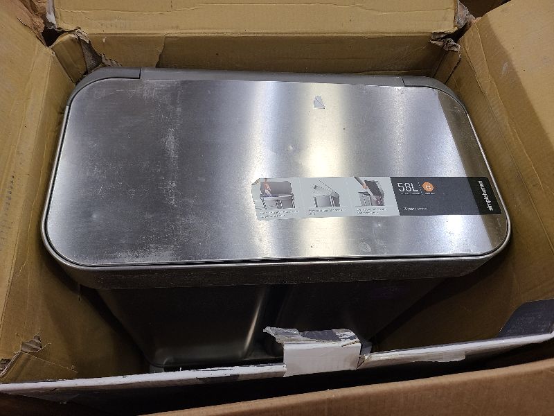 Photo 1 of Simplehuman Simplehuman 15.3 Gallon/58 Liter Rectangular Recycler -Brushed Stainless Steel