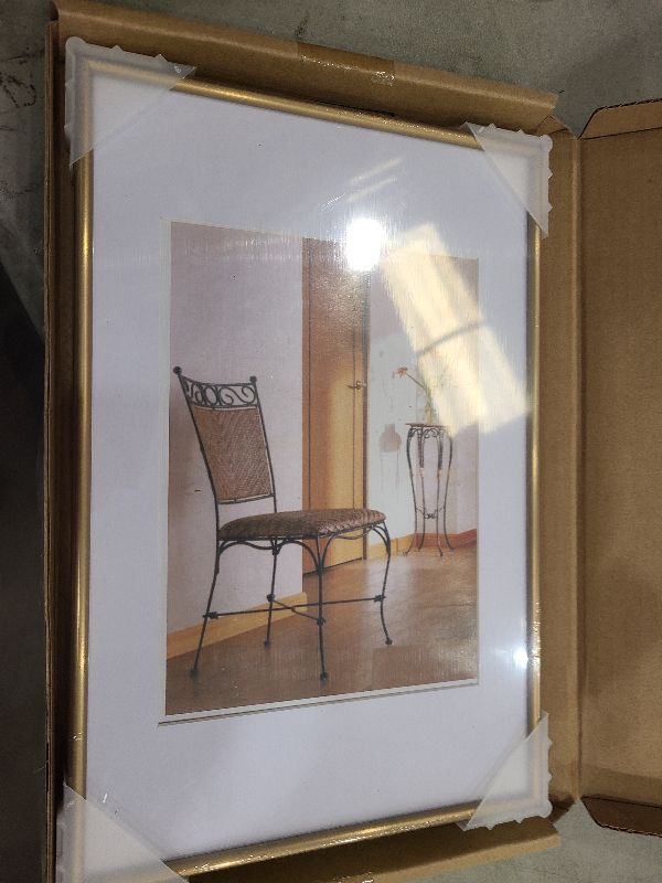 Photo 1 of 8x12 Picture Frame, Brass Brushed Thin Metal Float Photo Frame with HD Glass, Fit 6x8 with Mat or 8 x 12 without Mat, for Table and Wall, 1 Pack
