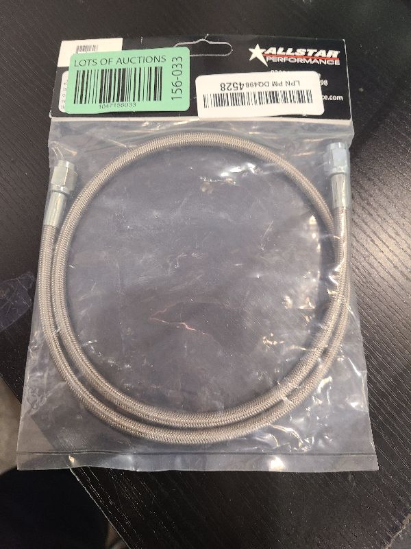 Photo 1 of Allstar Performance Brake Hose, 30 in Long, 3 AN Hose, 3 AN Straight Female to 3 AN Straight Female, Braided Stainless, PTFE Lined, Each