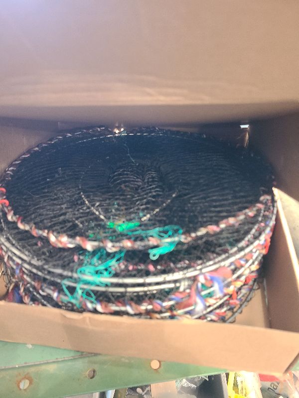 Photo 1 of 4 Pack Fishing Bait Trap Crab Trap Minnow Trap Crawfish Trap Lobster Trap Crayfish Shrimp Trap Net Portable Collapsible Fishing Traps with 49 Ft Rope Folded Fishing Accessories, 12 x 24 Inch (Black)