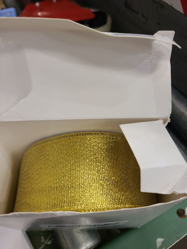 Photo 1 of 50 Yards Gold Glitter Ribbon 2 Inch, Sparkly Width Solid Fabric Ribbon for Gift Wrapping, Crafts, Holiday Wedding Birthday Party Decoration Flower Bouquet, 2 Inch Metallic Gold Ribbon Roll