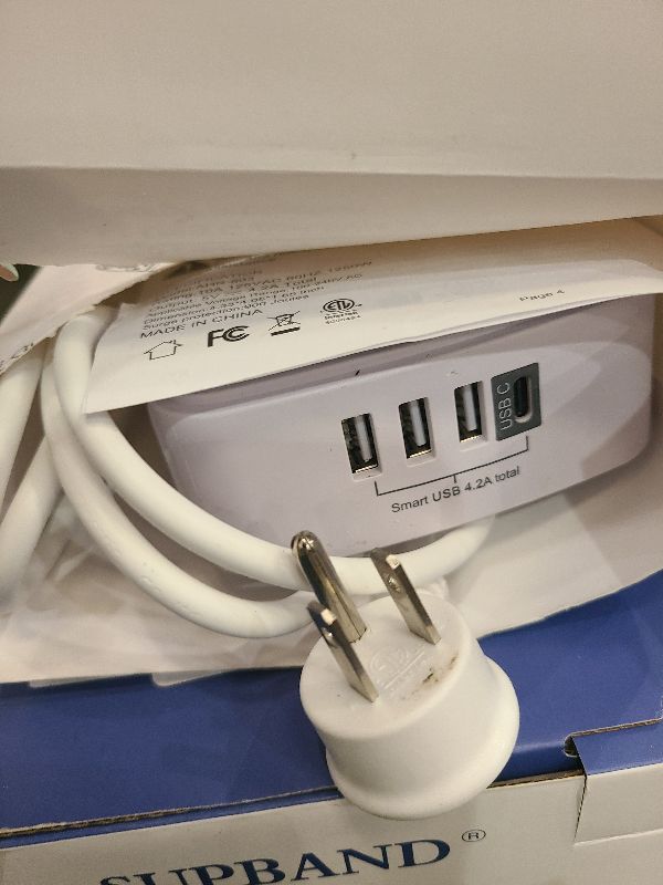 Photo 1 of 6 Ft Surge Protector Power Strip - 8 Widely Outlets with 4 USB Ports, 3 Side Outlet Extender with 6 Feet Extension Cord, Flat Plug, Wall Mount, Desk USB Charging Station, ETL,White