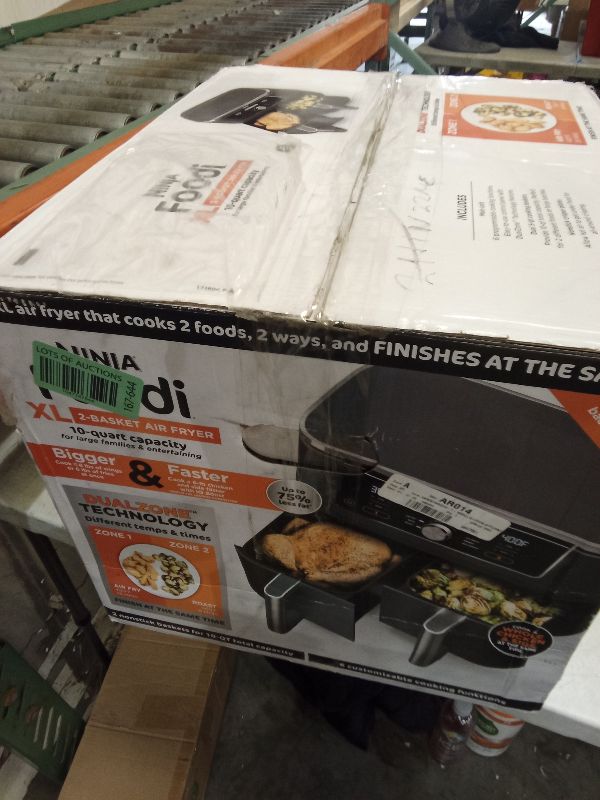 Photo 1 of Ninja DZ401 Foodi 10 Quart 6-in-1 DualZone XL 2-Basket Air Fryer with 2 Independent Frying Baskets, Match Cook & Smart Finish to Roast, Broil, Dehydrate for Quick, Easy Family-Sized Meals, Grey