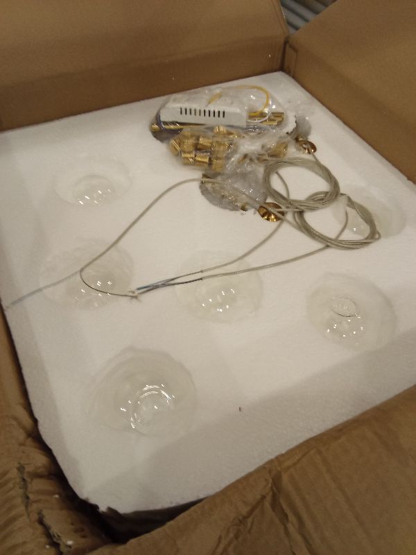 Photo 1 of Blingstars Modern Creative Soap Bubble Chandelier, Clear Globe Glass Lampshade, Restaurant Hanging Chandelier, Decorative Pendent Lamps, Living Room, Indoor Lighting Fixture (Rectangular Chassis)