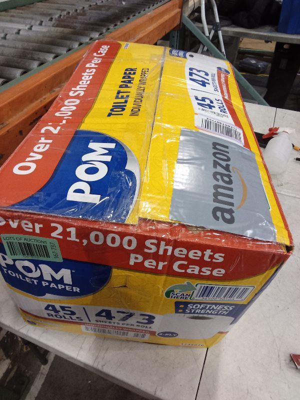 Photo 1 of POM Pom Embossed 2-ply Toilet Paper, White, 45 Rolls, 473 Sheets