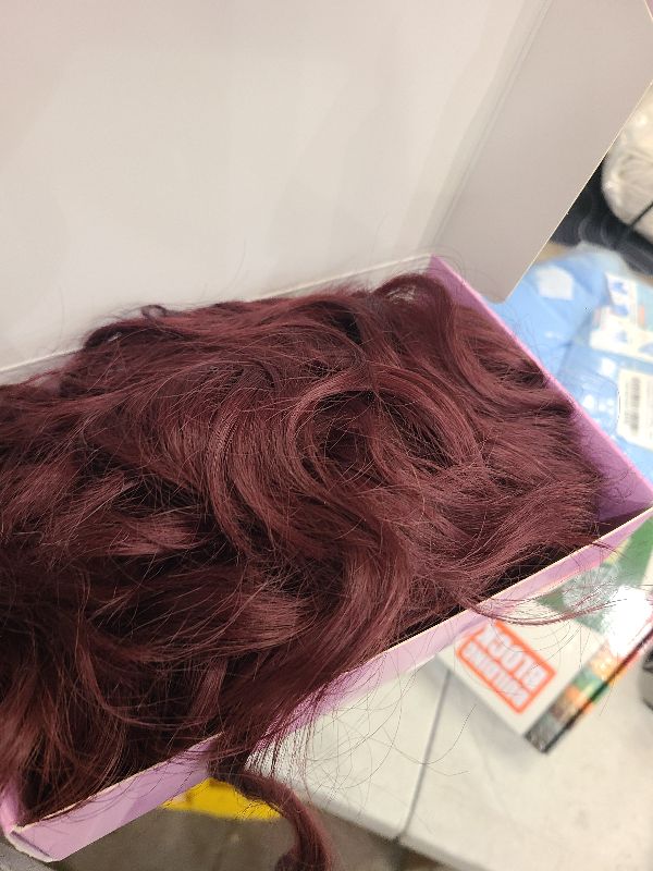 Photo 1 of AISI HAIR Curly Bob Wig with Bangs Short Wavy Wine Red Color Wigs for Women Bob Style Synthetic Heat Resistant Bob Wigs