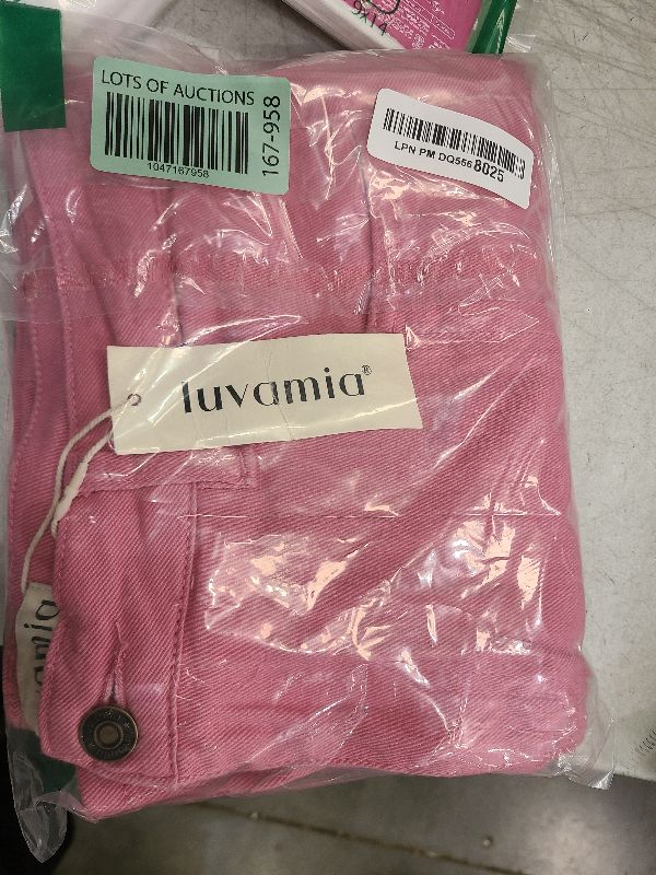 Photo 1 of luvamia Skorts Skirts for Women Denim Mini Skirt Side Slit with High Wasited Jean Shorts Stretchy Jean Shorts Women's Skort Pink Jean Shorts for Women Hot Pink Size Large Size 12 Size 14