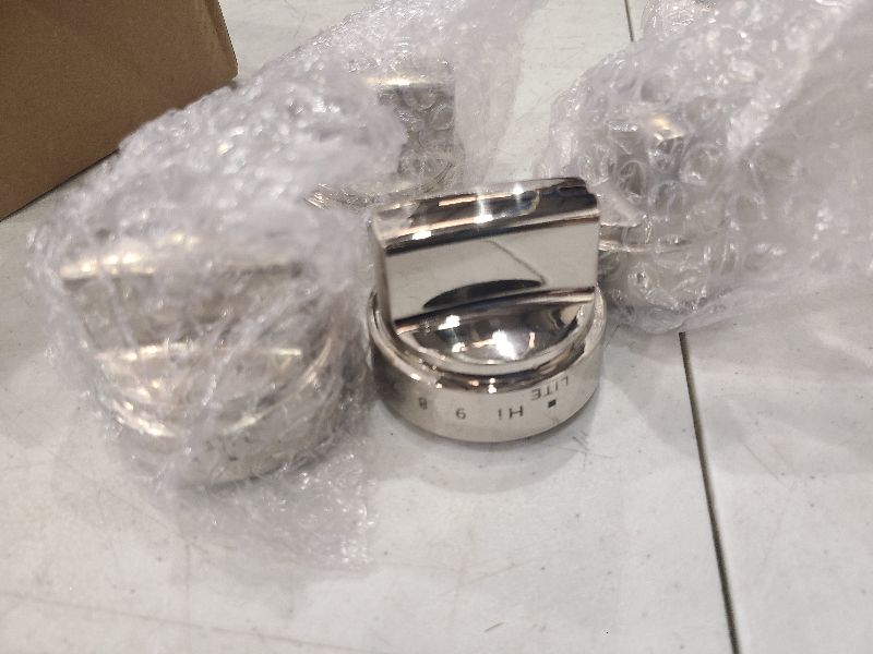 Photo 1 of AMI PARTS WB03X24818 Gas Stove knobs 5 Packs Compatible with ge Stove Knob -Stainless Steel Colored Range Burner Control Knob Replacements PS11729081 AP5989029?Not Universal?