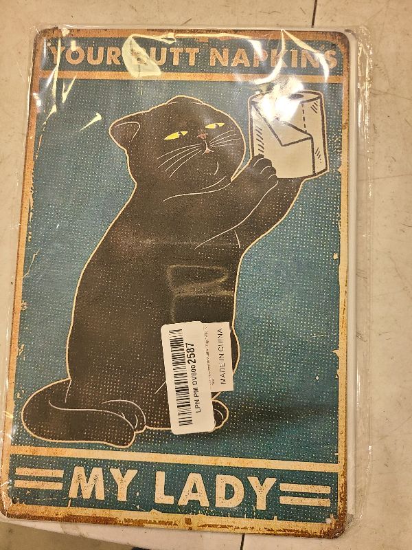 Photo 1 of 4PC Funny Cat Metal Tin Signs Posters for Bathroom Restroom | Fun Toilet Bathrooms Wall Decor Sign Door Poster | Are you Pooping Poop Remember to Wipe Sayings Stuff Art College Accessories