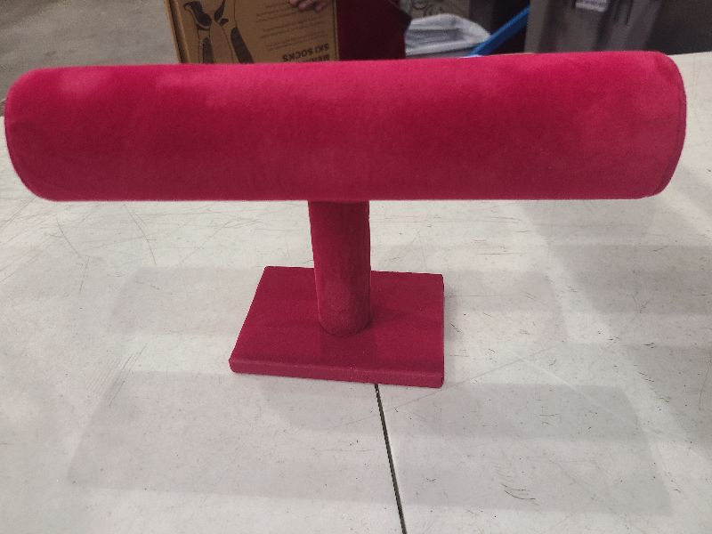 Photo 1 of 2pcs/pack 9.25"(W) x 5.5"(H) Pink Velvet Bracelet Jewelry Display 1 Row T-Bar Accessories Organizer Event Show Scrunchie Stand Hovering Stand Bangle Watch Holder Storage for Home Organizing