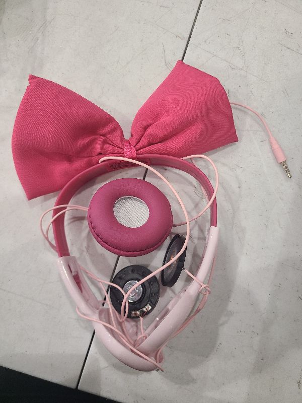 Photo 1 of charlxee Priness Bots Wired Kids Headphones with Mic for School/Travel,95dB Volume Limited,Shareport,On/Over Ear Bow Headsets with Nylon Cable (Rose)