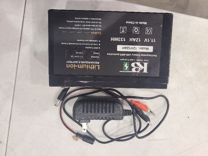 Photo 1 of KBT 12V 12Ah Rechargeable Lithium-ion Replacement Battery with 12V Charger, Charging Cable, for Small UPS, LED Light Strip, Power Wheels, Ride On Car, Fish Finder, CCTV Camera, Built-in 10A BMS