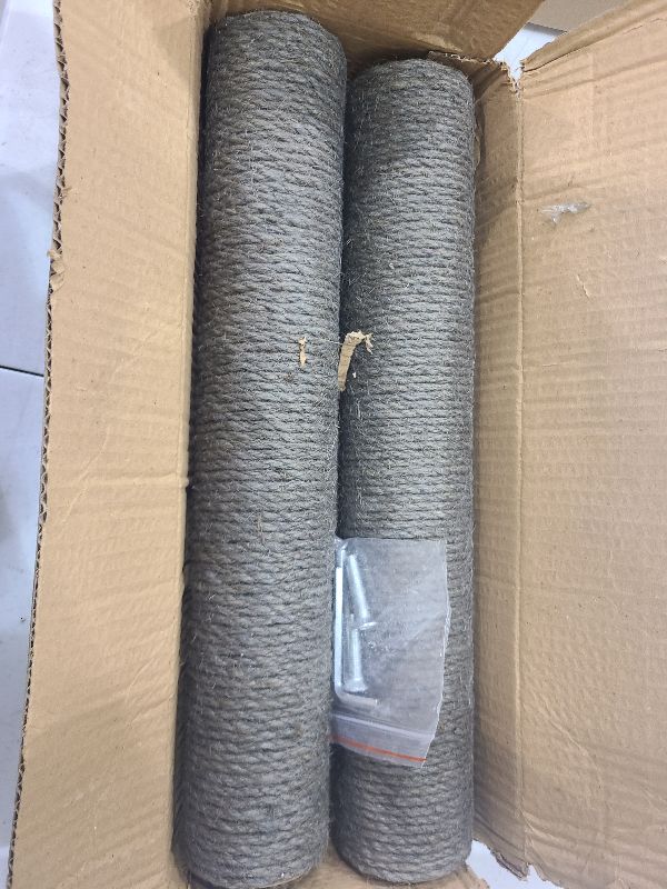 Photo 1 of PowerKing Natural Sisal Replacement Scratching Post, 15.7'' 2 Pieces M8 Cat Scratch Post Refill Pole Parts for Refurbishment, Include Screws (Grey)