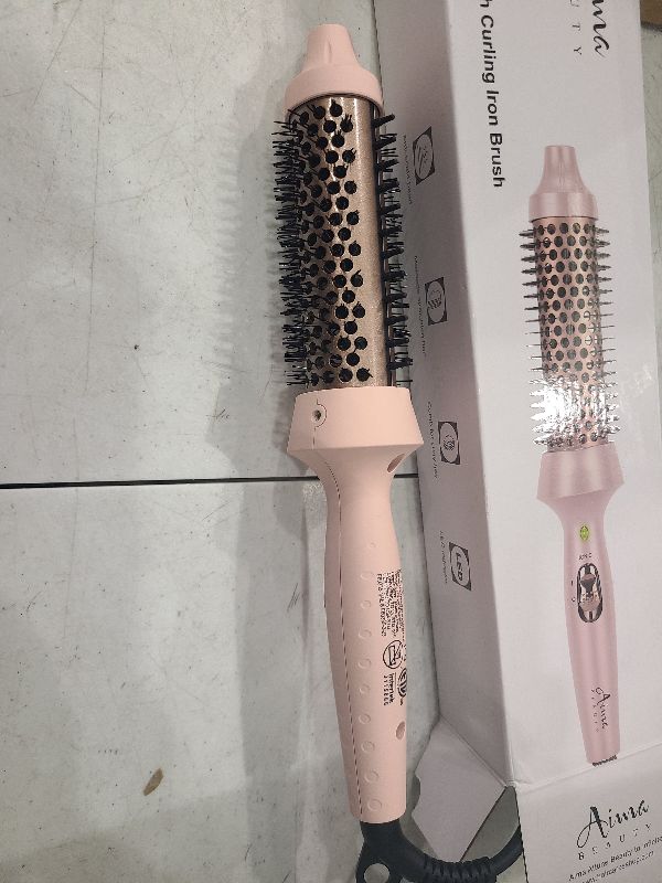 Photo 1 of Aima Beauty Hot Brush, 1.3"/35mm Heated Curling Brush, Ion Hair Care Thermal Round Brush Makes Hair Smoother & Softer, Create Voluminous Curls Effortlessly, Dual Voltage, 60Mins Auto-Off, Pink