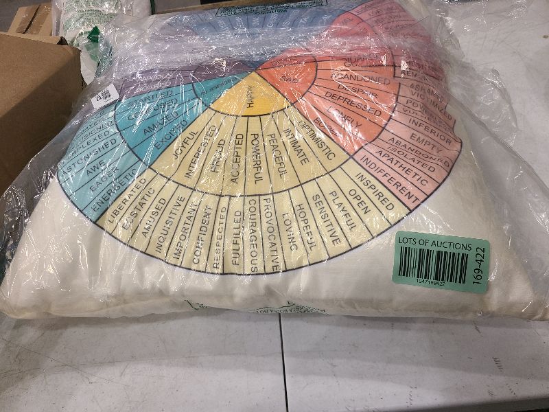 Photo 1 of Ainrvteers Feelings Wheel Pillow Double-Sided Printed with Different Patterns of Feelings Wheel Pillowcase, Reading Corner Decor, Counseling Office Decor18 x18 (1, Yellow Feel)