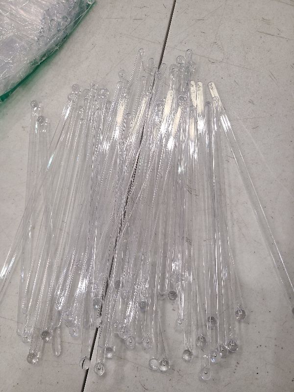 Photo 1 of 100 Pieces Ball Head Stirrer Disposible Plastic Round Top Crystal Swizzle Sticks, Crystal Cake Pops, Cocktail Coffee Drink Stirrers (Clear)