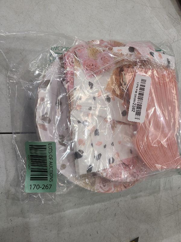 Photo 1 of 96 Pcs Boho Highland Cow Party Supplies for Girl Holy Cow Highland Baby Shower Plates and Napkins Party Supplies Bohemian Pink Floral Pampa Grass Highland Birthday Party Decorations Serves 24
