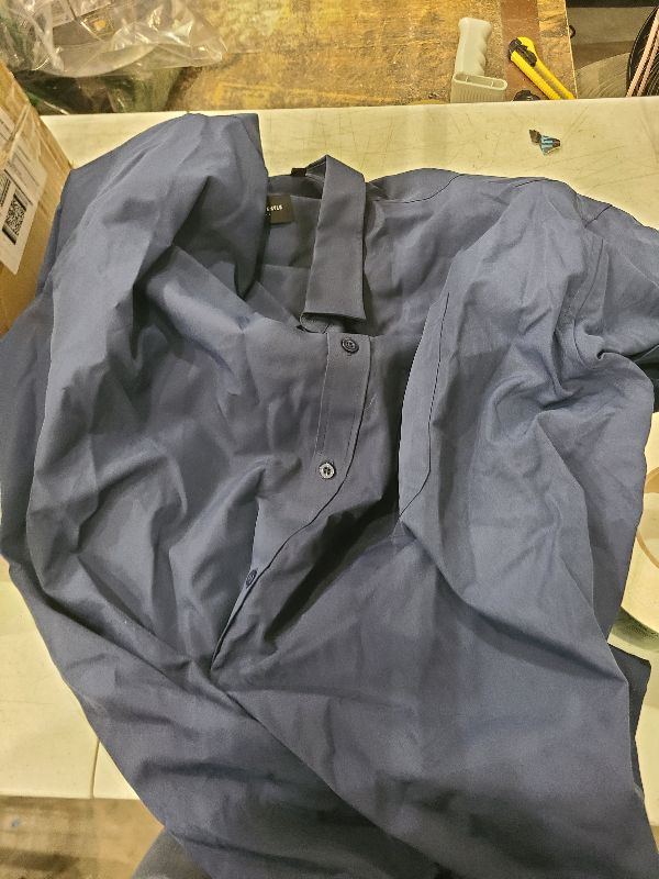 Photo 1 of Alimens & Gentle Mens Short Sleeve Dress Shirt Wrinkle Free Solid Casual Button Down Shirts for Summer Business Wedding,Navy Blue,5XL
