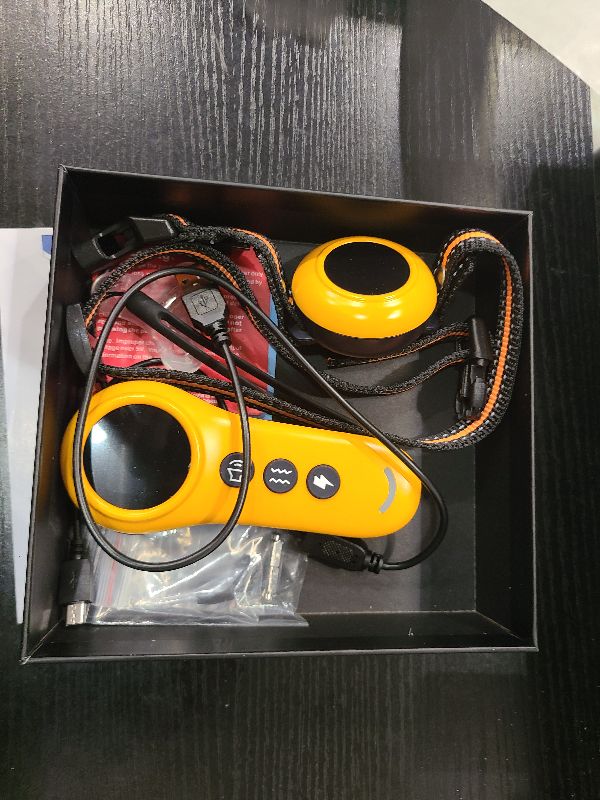 Photo 1 of 2-in-1 Dog Shock Collar & Dog Bark Collar - Smart Anti Barking Dog Training Collar with 5 Adjustable Sensitivity & 3300FT Remote for All Breeds IP67 Waterproof Rechargeable E-Collar (Orange)