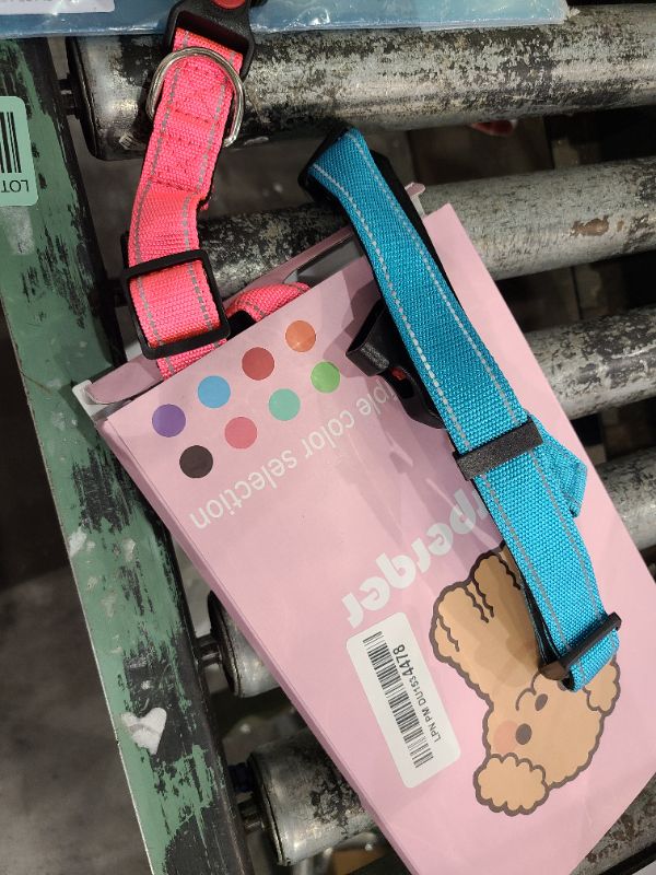 Photo 1 of 2 Pack Reflective Dog Collars for Medium Large and Small Breed Dogs Male Female,Padded Soft Durable Nylon Neoprene Collar for Puppy Dogs Girl Boy with Quick Release Safety Buckle,Pink,Blue,L