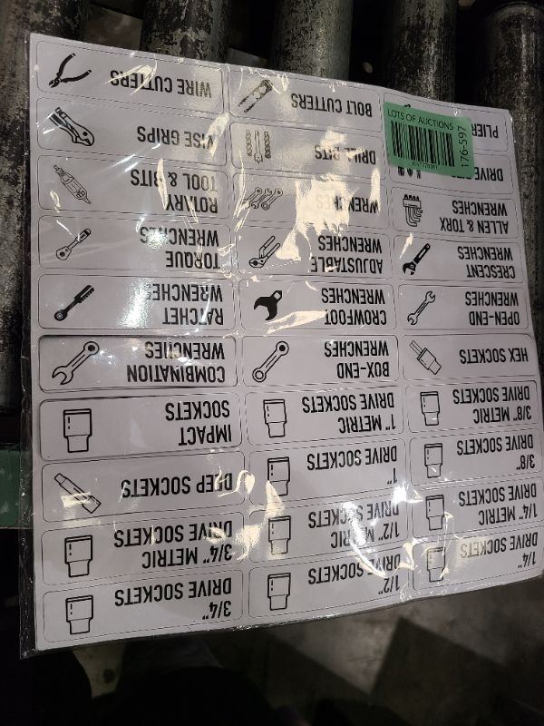 Photo 1 of 90 PCS Magnetic Toolbox Labels, 82 Pre-Printed & 8 Blanks Large Size Tool Chest Organizer Labels Strong Magnetic & Easy to Read Printing Fits All Brands of Steel Tool Box Drawers (White, 3.5” x 1”)