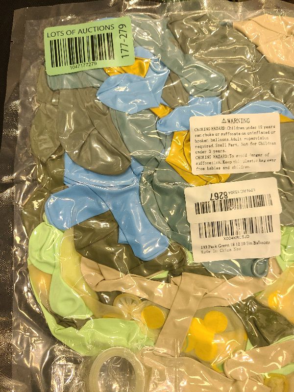 Photo 1 of 137pcs Dusty Blue & Sage Green Balloon Garland Arch Kit, Pastel Haze Blue, Ash Mist Green,Sand White, Gold confetti Balloons for Baby Shower Wedding Bridal Boho Birthday Party Backdrop