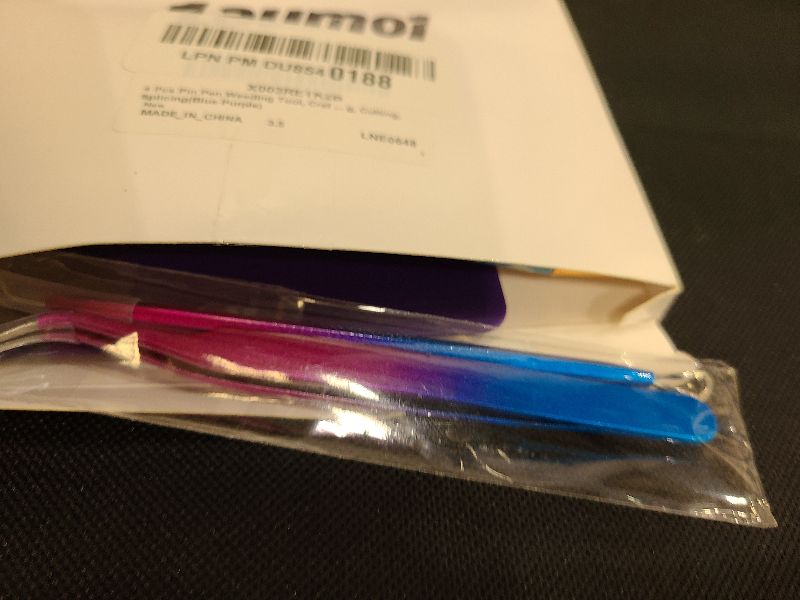 Photo 1 of 4 Pcs Pin Pen Weeding Tool, Craft Vinyl Weeding Tool Kit, Includes Air Release Pen, Vinyl Squeegee Tweezers Weeders Adhesive Film HTV for Lettering, Cutting, Splicing(Blue Purple)