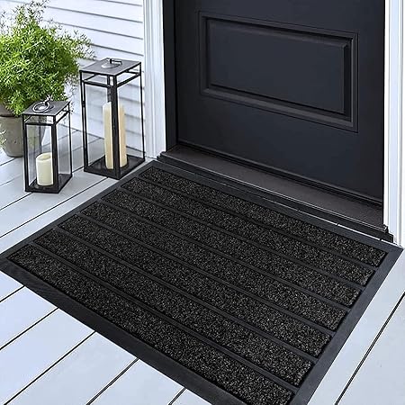 Photo 1 of ubdyo Extra Durable Door Mat - Dirt Trapping Outdoor Welcome Mats - Non-Slip Outdoor Indoor Entrance - Low Profile Front Doormat (30" x 17", Bright Black)