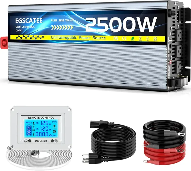 Photo 1 of 2500W Sump Pump Battery Backup System, Safe Back Up System for Emergency and Power Outage, Sump Pump Backup Power Supply with LCD Screen Remote Controller, Auto Switching
