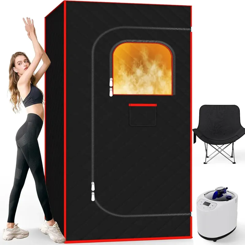 Photo 1 of AgiiMan Portable Sauna Box - Portable Steam Sauna for Home 3L Steamer, Big Folding Chair, Remote Control, Sauna Tent 15 Levels, 2.6'x 2.6' x 5.9'