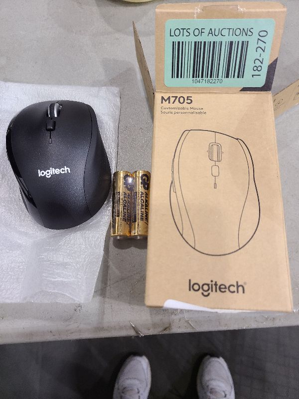 Photo 1 of Logitech M705 Marathon Wireless Mouse, 2.4 GHz USB Unifying Receiver, 1000 DPI, 5-Programmable Buttons, 3-Year Battery, Compatible with PC, Mac, Laptop, Chromebook - Black