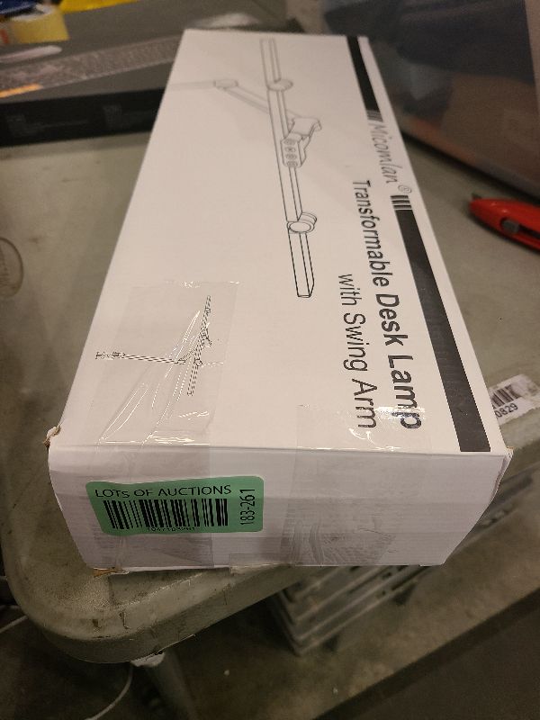 Photo 1 of Micomlan Architect Desk Lamp with Clamp, LED Desk Light for Home Office with Atmosphere Lighting, 24W Ultra Bright Auto Stepless Dimming and Tempering Table Light